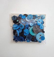 Galantéria - gombíky modro-sivé, 100 gr., mix - 9487973_