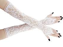 Svadobné rukavice čipkové bielé 058