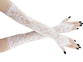 Rukavice - Svadobné rukavice čipkové bielé 058 - 9488660_