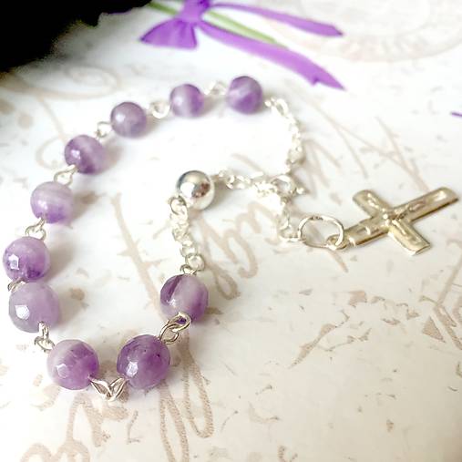 Rosary Silver AG925 Amethyst Bracelet / Strieborný ruženec na ruku alebo do auta s ametystom /A0027