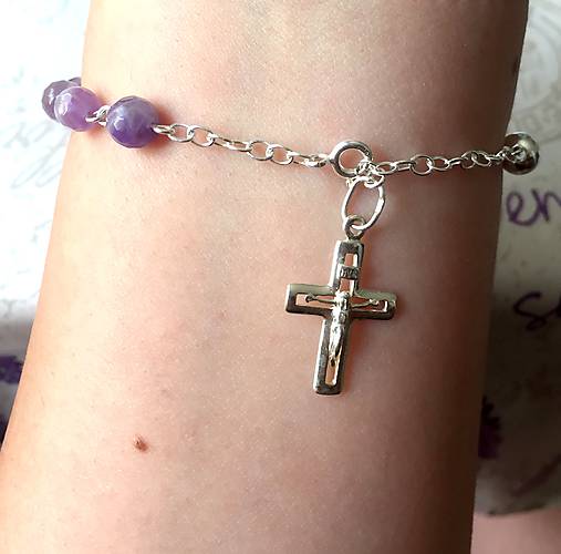 Rosary Silver AG925 Amethyst Bracelet / Strieborný ruženec na ruku alebo do auta s ametystom /A0027