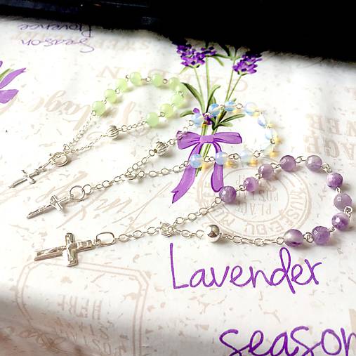 Rosary Silver AG925 Amethyst Bracelet / Strieborný ruženec na ruku alebo do auta s ametystom /A0027