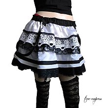 Sukne - Rocková čierno biela sukňa - 9490958_