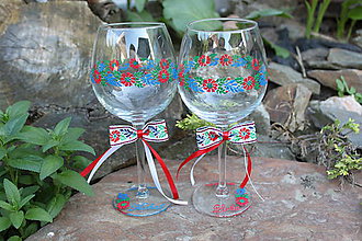 Nádoby - Krojované svadobné poháre na víno - 9493759_