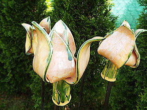 Sochy - Keramické tulipány (Ružová) - 9493635_