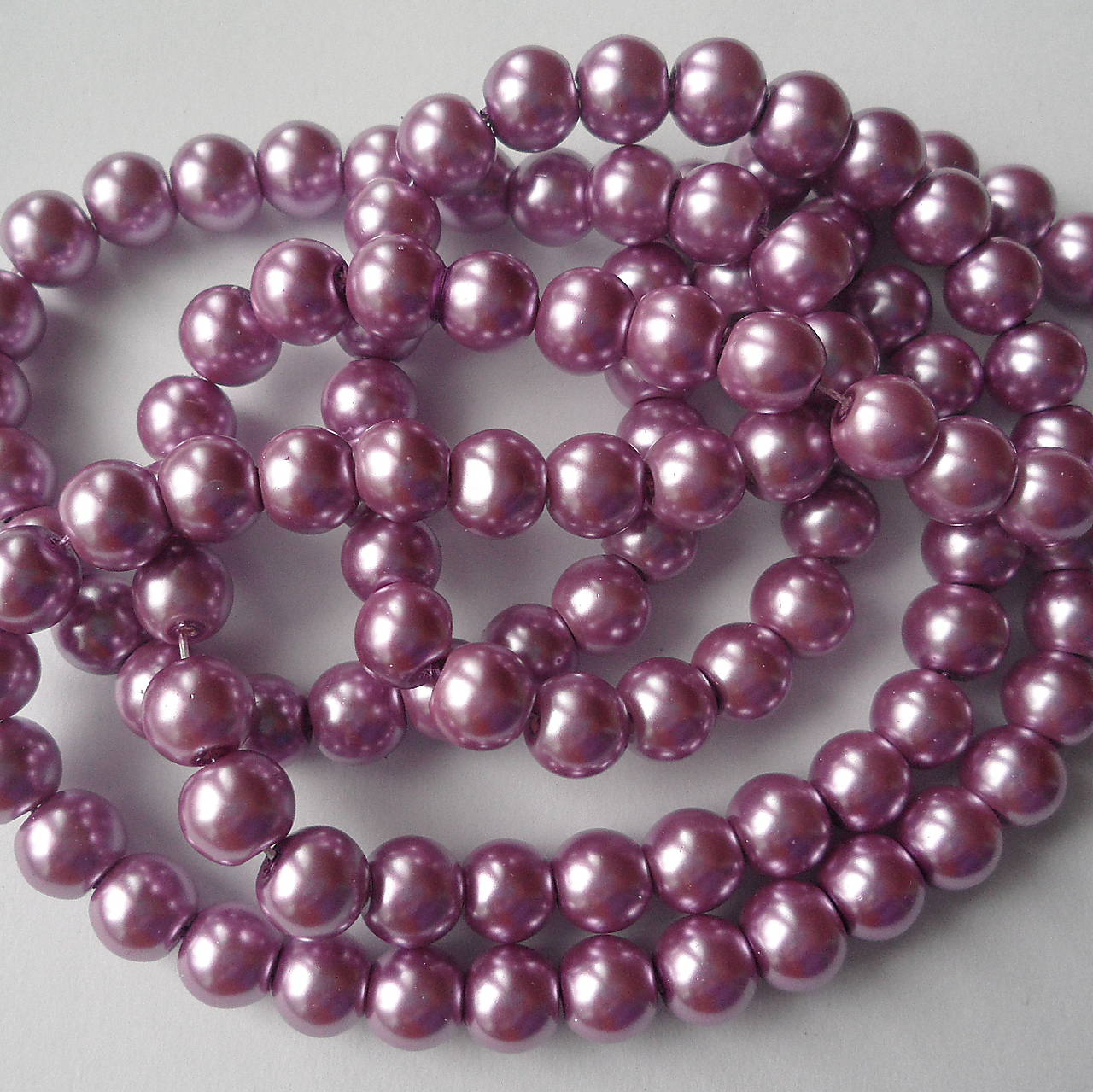 Voskované perly 8mm-návlek 80cm (sv.fialová)