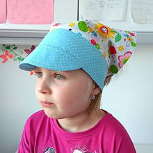 Detské čiapky - Dievčenská šatka so šiltom - lúka (48-50 - Modrá) - 9497964_