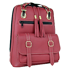 Batohy - Praktický módny ruksak z prírodnej kože v bordovej farbe - 9497558_