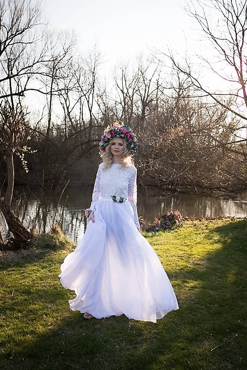 Boho kvetinový maxi veniec "viac ako môžem"
