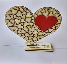 Tabuľky - Drevené srdce (srdiečko na gravírovanom stojane) - 9503563_