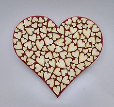Tabuľky - Drevené srdce (srdiečko na červenom podklade) - 9504900_