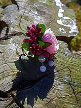 Ružovo - bordový prsteň s perličkami