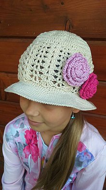 Detské čiapky - Háčkovaný klobúčik béžový SKLADOM - 9503801_