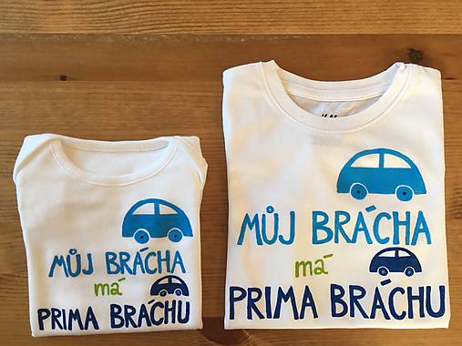 Maľované tričko/ body s nápisom “Můj brácha má prima bráchu” (Tričko + body)