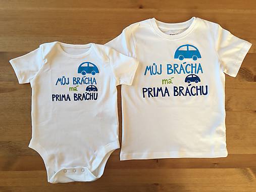 Maľované tričko/ body s nápisom “Můj brácha má prima bráchu” (Tričko + body)