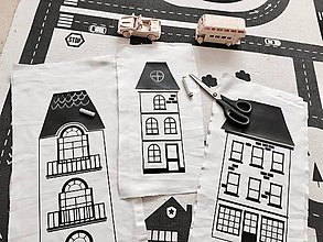 Hračky - Set 3 domčekov s tabuľovou strechou - súprava na šitie pre kreatívne ručicky - 9507099_
