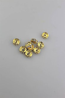 Korálky - korálka zlatá 10mm - štrasová rondelka - 9507215_