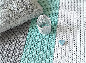 Úžitkový textil - Háčkovaný koberec gray, mint, white - 9507626_