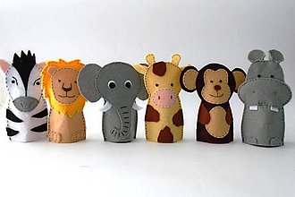 Hračky - Bábky na prsty: Zvieratá zo ZOO (6 maňušiek) - 9512871_