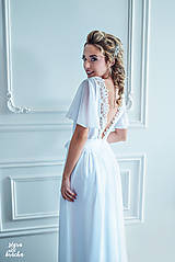 Šaty - Svadobné šaty s holým chrbátom a volánovými rukávmi - 9513961_