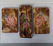 Dekorácie - Sada drevených obrázkov-ruže - 9518361_