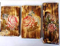 Dekorácie - Sada drevených obrázkov-ruže - 9518363_