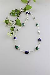 Náhrdelníky - zafír so smaragdom náhrdelník luxusný dlhý - 9518744_