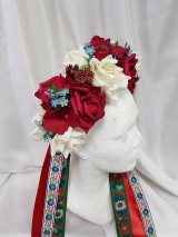 Ozdoby do vlasov - Folklórna kvetinová parta na svadbu - 9516051_
