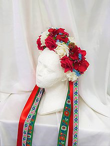 Ozdoby do vlasov - Folklórna kvetinová parta na svadbu - 9516044_