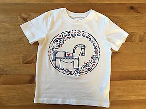 Detské oblečenie - Maľované ľudovoladený maľovaný koník na (tričku v ovále) - 9515416_