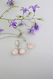 Sady šperkov - ružičky ruženín náušnice a prívesok v striebre - 9520172_