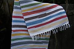 Úžitkový textil - Tkaný koberec pestrofarebný s bielymi pásmi - 9522746_