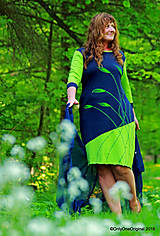 Šaty - Dámske šaty midi, šité, maľované TULIPÁNKY - 9525302_