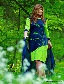 Šaty - Dámske šaty midi, šité, maľované TULIPÁNKY - 9525253_