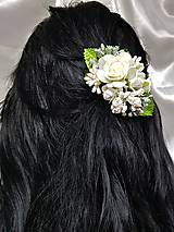 Svadobný bielo - strieborný hrebienok do vlasov 