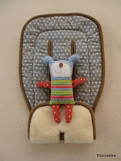Detský textil - MERINO podložka do kočíka BUGABOO Bee / Buffalo/ Cameleon/ Donkey/ Joolz 100% WOOL Seat Liner Grey star Hviezdička sivá šedá - 9528769_