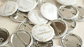 Darčeky pre svadobčanov - Svadobný odznak, svadobná brošňa, button - 9529562_