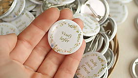 Darčeky pre svadobčanov - Svadobný odznak, svadobná brošňa, button - 9529569_
