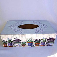 Úložné priestory & Organizácia - Krabica na vreckovky-levanduľa v kvetináčoch - 9536926_