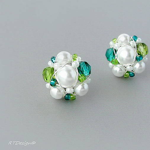 Náušnice - Náušničky ♥ WHITE & EMERALD WEDDING ♥ - 9534725_