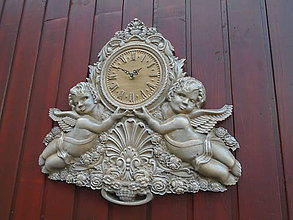 Hodiny - drevorezba hodiny (46 x 44 cm - Šedá) - 9538524_