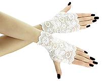 Dámské svadobné biele čipkové rukavice 01D