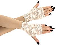 Rukavice - Dámské svadobné biele čipkové rukavice 01D (XL - Béžová) - 9539998_