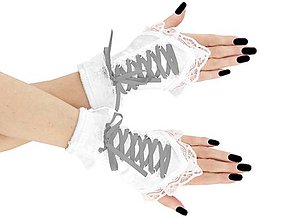 Rukavice - Dámské biele rukavičky s korzetovým šnurovaním 7T - 9539860_