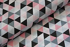 Detský textil - Sivo-ružovo-biele trojuholníky - 9541924_