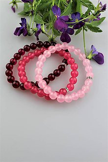 Náramky - AKCIA "ružový set" 3ks  - náramky achát a jadeit - 9543008_