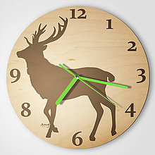 Hodiny - Jeleň pre poľovníka - plywood clocks - 9544357_
