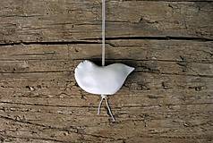 Náhrdelníky - porcelánový prívesok vtáčik na striebornej retiazke - 9544532_