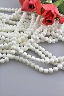 Minerály - perleť korálky 6mm - biela perleť A kvalita - 9544604_