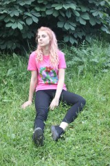Topy, tričká, tielka - Kvetované bavlnené ružové hippies tričko PEACE veľkosť S - 9546321_